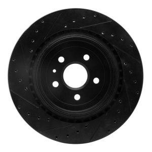 Cadillac CTS Brake Rotor (1) - Rear Right - R1 Concepts - Drilled & Slotted - Black - `09-`24